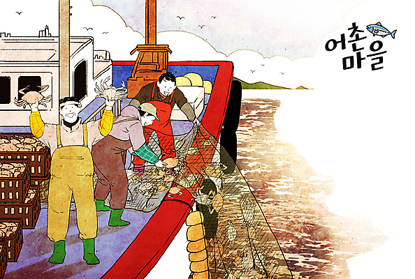 전신 PSD 구름 남자 바다 중년 일러스트 어류 어업 들기 세명 꽃게 작업 그물 어선 당기기 어부 어촌 중년남자만 국내일러스트 자연요소 직업 산업 배_교통 모션 사람 성인 수중동물 게 시골 남자만 중년만 파일형식