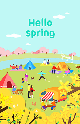 PSD 구름 여자 남자 어린이 일러스트 봄꽃 하늘 텐트 앉기 소녀 소년 여러명 성인 강 달리기 소풍 걷기 벚나무 강아지 군중 개나리 돗자리 꽃축제 포장마차 봄축제 연노랑색 국내일러스트 자연요소 나무 꽃 다수 모션 캠핑도구 사람 반려동물 야외활동 노란색 식당 축제 봄 벚꽃 개 파일형식