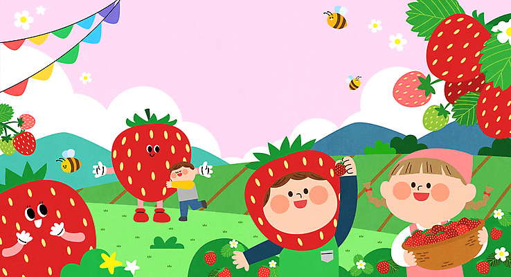 구름 여자 남자 어린이 일러스트 안기 하늘 딸기 미소 들기 소녀 소년 두명 빨간색 체험 벌 수집 가랜드 논산 딸기밭 마스코트 벌꿀 딸기축제 어린이만 봄축제 국내일러스트 AI파일 자연요소 컬러 곤충 컨셉 밭 과일 모션 표정 사람 축제 봄 충청남도 파티용품 꿀 파일형식 벡터