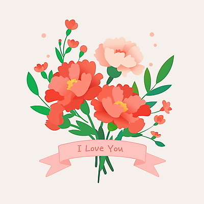 리본 꽃다발 일러스트 나뭇잎 사람없음 빨간색 어버이날 스승의날 카네이션 꽃봉오리 감사 가정의달 국내일러스트 AI파일 기념일 꽃 감정 컬러 잎 5월 파일형식 벡터
