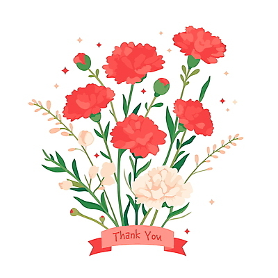 리본 꽃다발 일러스트 나뭇잎 사람없음 빨간색 반짝임 어버이날 스승의날 카네이션 꽃봉오리 감사 가정의달 국내일러스트 AI파일 기념일 꽃 감정 컬러 잎 모션 5월 파일형식 벡터