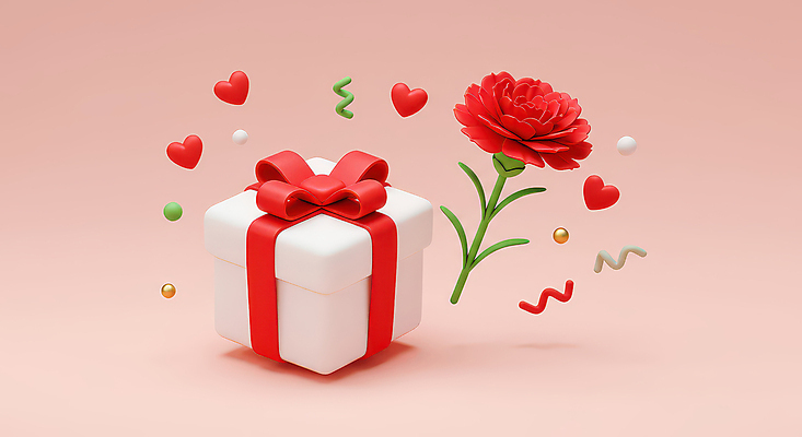JPG 편집이미지 기념일 리본 분홍색 사랑 사람없음 선물상자 3D 하트 축하 원형 카네이션 꽃가루 감동 편집3D AI컴퓨터그래픽 AI콘텐츠 모양 도형 꽃 감정 컬러 컨셉 선물 이벤트 상자 가루 디지털합성 파일형식