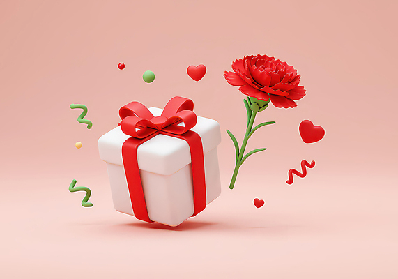 JPG 편집이미지 기념일 리본 분홍색 사람없음 선물상자 3D 하트 축하 원형 카네이션 감사 꽃가루 편집3D AI컴퓨터그래픽 AI콘텐츠 모양 도형 꽃 감정 컬러 컨셉 선물 이벤트 상자 가루 디지털합성 파일형식
