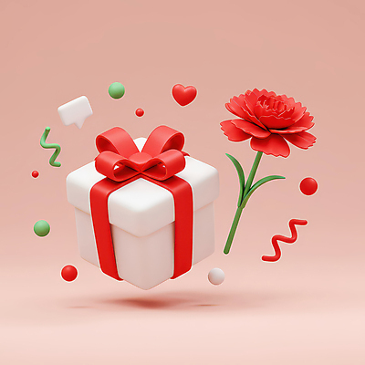 JPG 편집이미지 기념일 리본 분홍색 사람없음 선물상자 3D 하트 원형 카네이션 감사 꽃가루 편집3D AI컴퓨터그래픽 AI콘텐츠 모양 도형 꽃 감정 컬러 선물 이벤트 상자 가루 디지털합성 파일형식