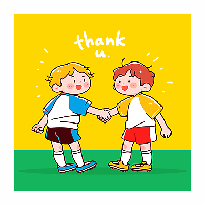 전신 남자 어린이 유니폼 일러스트 협력 미소 소년 두명 친구 노란색 손잡기 축구 축구장 동료 감사 축구화 매너 땡큐 소년만 일러캐릭터 AI파일 캐릭터 옷 감정 컬러 운동화 축구용품 스포츠시설 관계 모션 표정 사람 구기 예절 남자만 어린이만 파일형식 벡터