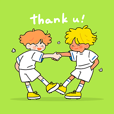 전신 남자 어린이 유니폼 일러스트 협력 미소 소년 두명 연두색 친구 손잡기 축구 동료 감사 주머니손 축구화 땡큐 소년만 일러캐릭터 AI파일 캐릭터 옷 감정 운동화 축구용품 관계 모션 표정 사람 초록색 구기 남자만 어린이만 파일형식 벡터