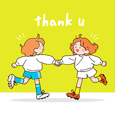 전신 여자 어린이 유니폼 일러스트 협력 미소 소녀 두명 친구 달리기 노란색 손잡기 축구 동료 감사 축구화 땡큐 소녀만 일러캐릭터 AI파일 캐릭터 옷 감정 컬러 운동화 축구용품 관계 모션 표정 사람 구기 여자만 어린이만 파일형식 벡터