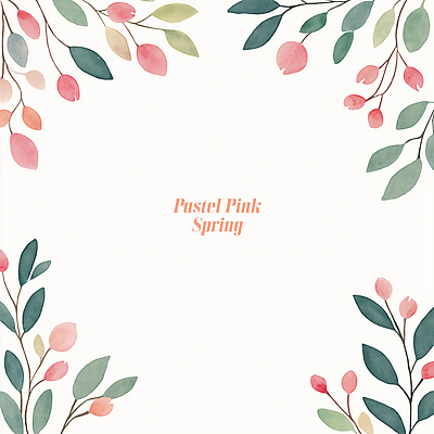 PSD 분홍색 일러스트 나뭇잎 수채화 프레임 사람없음 초록색 풀잎 카피스페이스 보테니컬아트 국내일러스트 컬러 잎 공백 풀_식물 파일형식