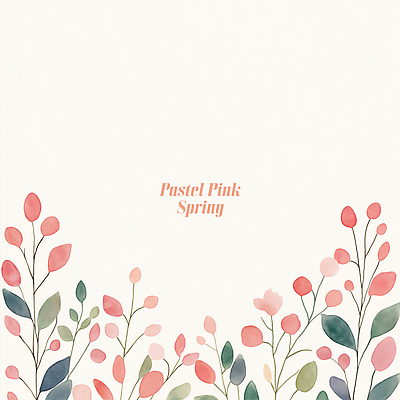 PSD 분홍색 일러스트 나뭇잎 수채화 프레임 사람없음 초록색 풀잎 카피스페이스 보테니컬아트 국내일러스트 컬러 잎 공백 풀_식물 파일형식