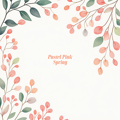 PSD 분홍색 일러스트 나뭇잎 수채화 프레임 사람없음 초록색 풀잎 카피스페이스 보테니컬아트 국내일러스트 컬러 잎 공백 풀_식물 파일형식