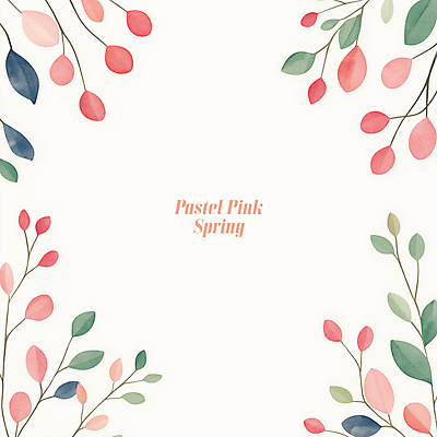 PSD 분홍색 일러스트 나뭇잎 수채화 프레임 사람없음 초록색 풀잎 카피스페이스 보테니컬아트 국내일러스트 컬러 잎 공백 풀_식물 파일형식