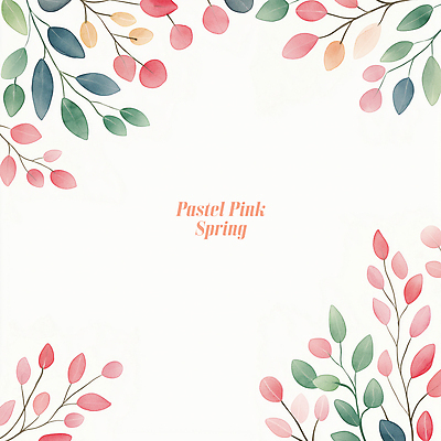PSD 분홍색 일러스트 나뭇잎 수채화 프레임 사람없음 초록색 풀잎 카피스페이스 보테니컬아트 국내일러스트 컬러 잎 공백 풀_식물 파일형식