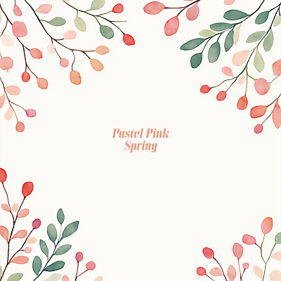 PSD 분홍색 일러스트 나뭇잎 수채화 프레임 사람없음 초록색 풀잎 카피스페이스 보테니컬아트 국내일러스트 컬러 잎 공백 풀_식물 파일형식