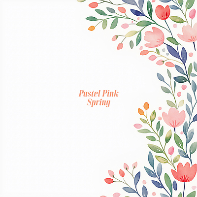 PSD 분홍색 일러스트 나뭇잎 수채화 프레임 사람없음 초록색 풀잎 카피스페이스 보테니컬아트 국내일러스트 컬러 잎 공백 풀_식물 파일형식