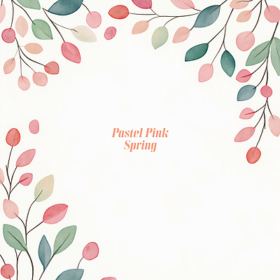 PSD 분홍색 일러스트 나뭇잎 수채화 프레임 사람없음 초록색 풀잎 카피스페이스 보테니컬아트 국내일러스트 컬러 잎 공백 풀_식물 파일형식