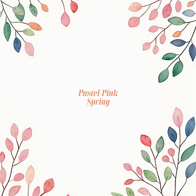 PSD 분홍색 일러스트 나뭇잎 수채화 프레임 사람없음 초록색 풀잎 카피스페이스 보테니컬아트 국내일러스트 컬러 잎 공백 풀_식물 파일형식