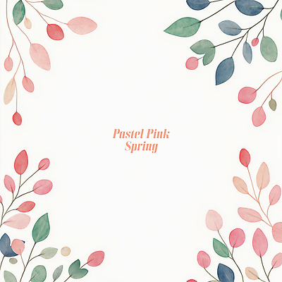 PSD 분홍색 일러스트 나뭇잎 수채화 프레임 사람없음 초록색 풀잎 카피스페이스 보테니컬아트 국내일러스트 컬러 잎 공백 풀_식물 파일형식