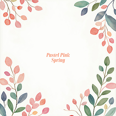 PSD 분홍색 일러스트 나뭇잎 수채화 프레임 사람없음 초록색 풀잎 카피스페이스 보테니컬아트 국내일러스트 컬러 잎 공백 풀_식물 파일형식