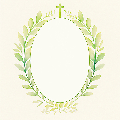 JPG 기독교 십자가 잎 일러스트 수채화 사람없음 봄 원형프레임 카피스페이스 국내일러스트 AI일러스트 AI콘텐츠 식물 계절 종교 프레임 공백 원형 파일형식