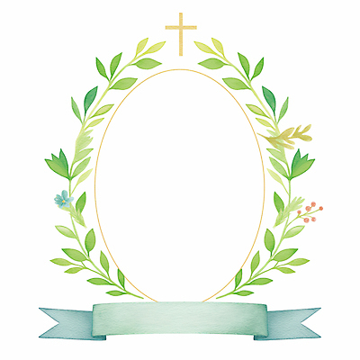JPG 기독교 십자가 잎 일러스트 수채화 사람없음 봄 원형프레임 카피스페이스 국내일러스트 AI일러스트 AI콘텐츠 식물 계절 종교 프레임 공백 원형 파일형식