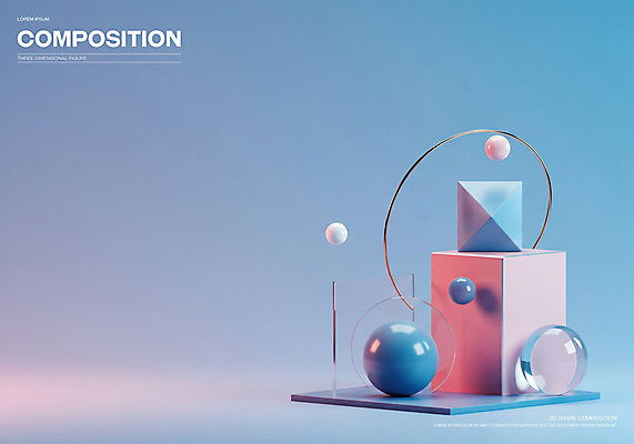 PSD 편집이미지 포스터 하늘색 추상 미래 사람없음 3D 금속 공간 원형 투명 구슬 모던 창의력 편집3D 도형 컨셉 무늬 재질 파란색 디지털합성 파일형식