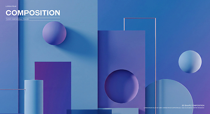 PSD 편집이미지 포스터 추상 미래 사람없음 3D 금속 보라색 공간 원형 구슬 모던 창의력 편집3D 도형 컬러 컨셉 무늬 재질 디지털합성 파일형식