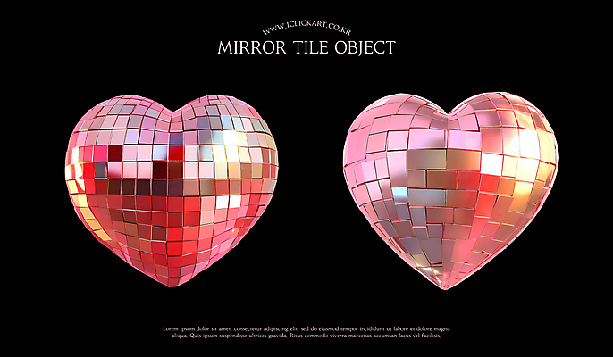 PSD 편집이미지 사람없음 반짝임 3D 하트 타일 오브젝트 광택 진분홍색 타일모양 편집3D 모양 분홍색 모션 디지털합성 파일형식