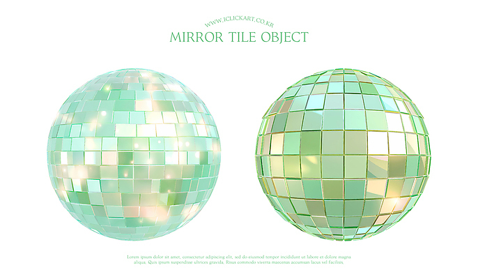 PSD 편집이미지 사람없음 반짝임 3D 타일 오브젝트 광택 미러볼 에메랄드색 타일모양 편집3D 모양 컬러 모션 장식 디지털합성 파일형식