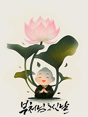 PSD 전통 남자 꽃잎 어린이 분홍색 불교 일러스트 캘리그라피 연꽃 한명 웃음 소년 평화 부처님오신날 동양화 연잎 명상 동자승 가부좌 승복 합장 소년한명만 국내일러스트 1 기념일 꽃 종교 컬러 컨셉 잎 표정 미술 사람 앉기 손짓 승려 남자한명만 소년만 파일형식