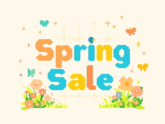 PSD 꽃 나비 일러스트 나뭇잎 이벤트 타이포그라피 사람없음 반짝임 쇼핑 세일 봄 픽셀 국내일러스트 식물 문자 계절 곤충 잎 모션 파일형식