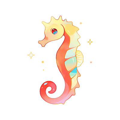 PSD 캐릭터 한마리 일러스트 사람없음 반짝임 귀여움 해마 다홍색 일러캐릭터 1 컬러 컨셉 모션 바다동물 파일형식