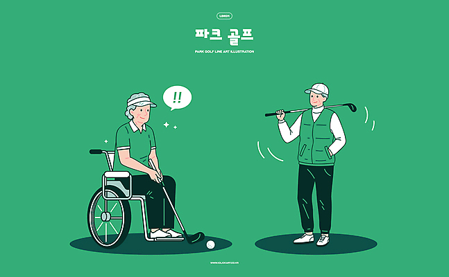 전신 여자 노년 남자 말풍선 일러스트 골프공 서기 들기 앉기 두명 초록색 반짝임 골프채 느낌표 골프웨어 휠체어 주머니손 썬캡 캡모자 노인만 파크골프 골프캐릭터 일러캐릭터 AI파일 캐릭터 모자_잡화 기호 옷 컬러 골프 공 모션 골프용품 사람 성인 성인만 파일형식 벡터