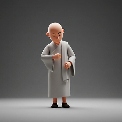 JPG 전신 편집이미지 남자 청소년 한명 손들기 평화 회색 동자승 승복 십대남자한명만 내려보기 불교캐릭터 편집3D AI컴퓨터그래픽 AI콘텐츠 캐릭터 1 컬러 컨셉 불교 모션 사람 3D 승려 남자한명만 십대남자만 파일형식