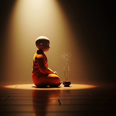 JPG 전신 편집이미지 남자 청소년 한명 빛 갈색 평화 어둠 연기 명상 나무바닥 동자승 가부좌 향 승복 정신수양 십대남자한명만 불교캐릭터 편집3D AI컴퓨터그래픽 AI콘텐츠 캐릭터 1 컬러 컨셉 불교 바닥 사람 앉기 3D 승려 수련_훈련 남자한명만 십대남자만 파일형식