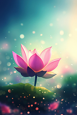 JPG 편집이미지 꽃잎 분홍색 연꽃 사람없음 빛 평화 연잎 보케 청록색 이미지편집 편집실사 AI컴퓨터그래픽 AI콘텐츠 꽃 컬러 컨셉 잎 CG 파일형식