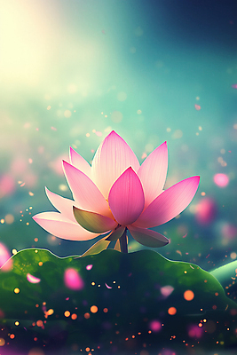 JPG 편집이미지 꽃잎 분홍색 연꽃 사람없음 빛 평화 연잎 보케 청록색 이미지편집 편집실사 AI컴퓨터그래픽 AI콘텐츠 꽃 컬러 컨셉 잎 CG 파일형식