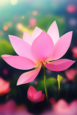 JPG 편집이미지 꽃잎 분홍색 연꽃 사람없음 빛 평화 보케 청록색 이미지편집 편집실사 AI컴퓨터그래픽 AI콘텐츠 꽃 컬러 컨셉 CG 파일형식