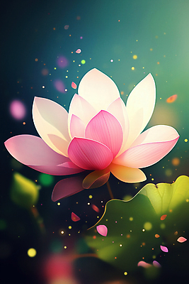 JPG 편집이미지 꽃잎 분홍색 연꽃 사람없음 빛 평화 연잎 보케 청록색 이미지편집 편집실사 AI컴퓨터그래픽 AI콘텐츠 꽃 컬러 컨셉 잎 CG 파일형식