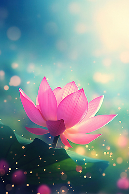 JPG 편집이미지 분홍색 연꽃 사람없음 빛 평화 연잎 보케 청록색 이미지편집 편집실사 AI컴퓨터그래픽 AI콘텐츠 꽃 컬러 컨셉 잎 CG 파일형식
