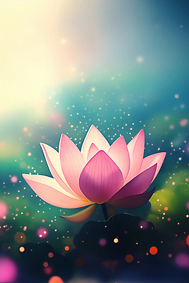 JPG 편집이미지 분홍색 연꽃 사람없음 빛 평화 연잎 보케 청록색 이미지편집 편집실사 AI컴퓨터그래픽 AI콘텐츠 꽃 컬러 컨셉 잎 CG 파일형식