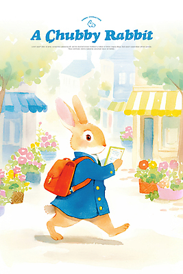 PSD 학생 꽃 화분 일러스트 수채화 의인화 들기 사람없음 건물 책 걷기 귀여움 포근함 토끼캐릭터 백팩 차양막 국내일러스트 식물 건축물 동물캐릭터 컨셉 가방 모션 토끼 감각 차양 파일형식