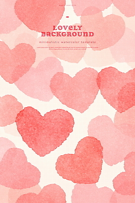PSD 분홍색 일러스트 수채화 사람없음 귀여움 하트백그라운드 겹침 국내일러스트 컬러 백그라운드 컨셉 하트 파일형식