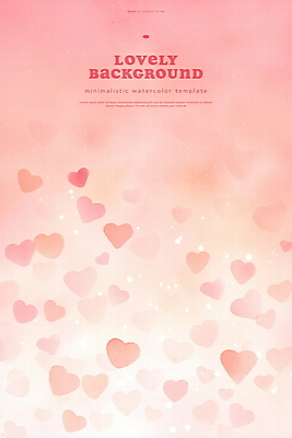 PSD 분홍색 일러스트 수채화 사람없음 귀여움 하트백그라운드 국내일러스트 컬러 백그라운드 컨셉 하트 파일형식