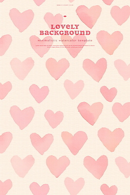 PSD 분홍색 패턴 일러스트 수채화 사람없음 귀여움 하트백그라운드 국내일러스트 컬러 백그라운드 컨셉 무늬 하트 파일형식