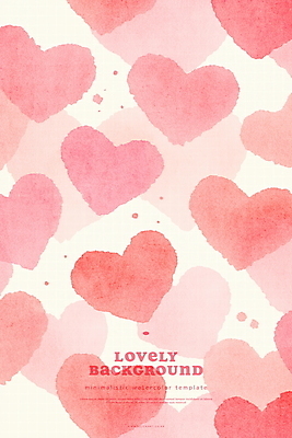 PSD 분홍색 패턴 일러스트 수채화 사람없음 귀여움 하트백그라운드 겹침 국내일러스트 컬러 백그라운드 컨셉 무늬 하트 파일형식