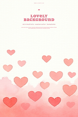 PSD 분홍색 패턴 일러스트 수채화 사람없음 귀여움 하트백그라운드 국내일러스트 컬러 백그라운드 컨셉 무늬 하트 파일형식