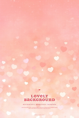 PSD 분홍색 일러스트 수채화 사람없음 귀여움 하트백그라운드 국내일러스트 컬러 백그라운드 컨셉 하트 파일형식