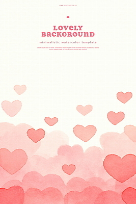 PSD 분홍색 일러스트 수채화 사람없음 귀여움 하트백그라운드 겹침 국내일러스트 컬러 백그라운드 컨셉 하트 파일형식