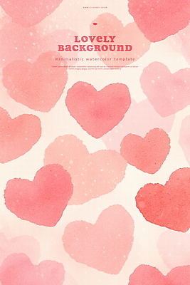 PSD 분홍색 패턴 일러스트 수채화 사람없음 귀여움 하트백그라운드 겹침 국내일러스트 컬러 백그라운드 컨셉 무늬 하트 파일형식