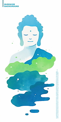 PSD 물결 일러스트 수채화 사람없음 파란색 평화 웨이브 부처 국내일러스트 컬러 컨셉 불교 파일형식